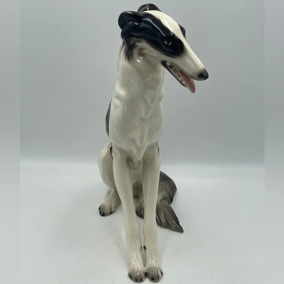 Cuernavaca Mexico Hand Painted Ceramic Borzoi Russian Wolfhound Dog Sculpture